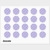 blauw damaspatroon ronde sticker (Vel)