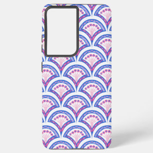 blauw damaspatroon samsung galaxy hoesje