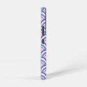 blauw damaspatroon samsung galaxy hoesje (Rechterkant)