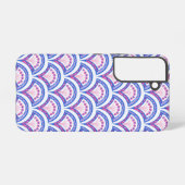 blauw damaspatroon samsung galaxy hoesje (Achterkant horizontaal)
