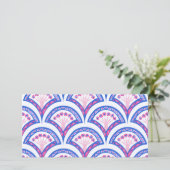 blauw damaspatroon save the date (Staand voorkant)