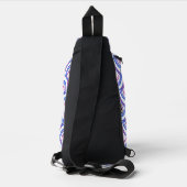 blauw damaspatroon sling bag (Achterkant)