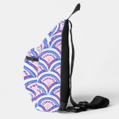 blauw damaspatroon sling bag (Rechts)