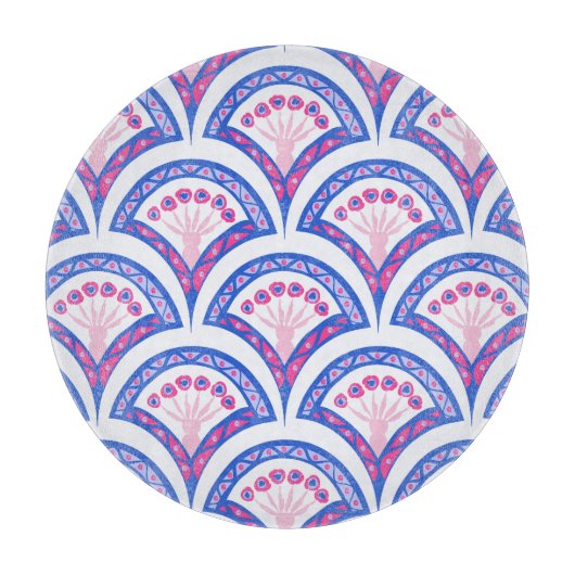 blauw damaspatroon snijplank (Voorkant)