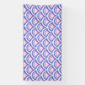 blauw damaspatroon spandoek (Verticaal)