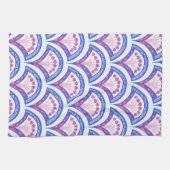 blauw damaspatroon theedoek (Horizontaal)