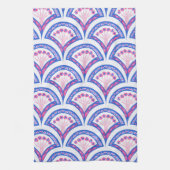 blauw damaspatroon theedoek (Verticaal)