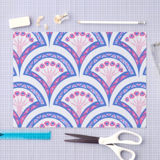 blauw damaspatroon tissuepapier (Craft)