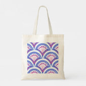 blauw damaspatroon tote bag (Achterkant)