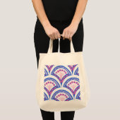 blauw damaspatroon tote bag (Voorkant (product))