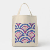 blauw damaspatroon tote bag (Achterkant)