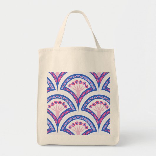 blauw damaspatroon tote bag (Voorkant)