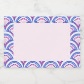 blauw damaspatroon voedselcontainer etiket (Enkel label)
