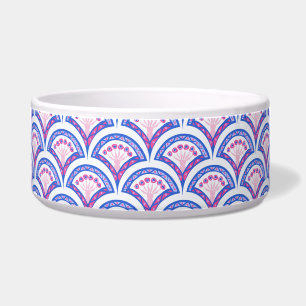 blauw damaspatroon voerbakje