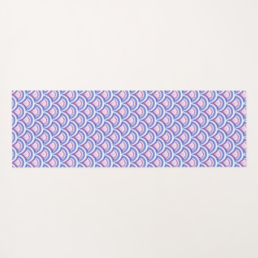 blauw damaspatroon yogamat (Achterkant (horizontaal))