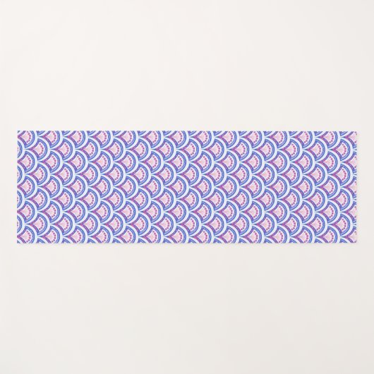 blauw damaspatroon yogamat (Voorkant (horizontaal))