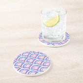 blauw damaspatroon zandsteen onderzetter (Zijkant)