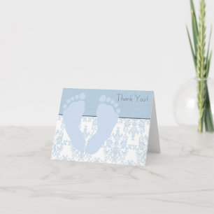 Blauw Damast Blauwe Babyvoetjes Baby Bedankt