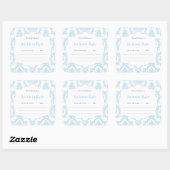 Blauw Damast Boek baby shower Bookplate label (Vel)