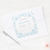 Blauw Damast Boek baby shower Bookplate label (Envelop)