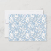Blauw Damast Bruiloft RSVP Kaartje (Achterkant)