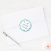 Blauw Damast cross jongen doop doop gunst Ronde Sticker (Envelop)