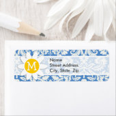 Blauw damast; Daisy Etiket (Insitu)