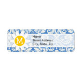 Blauw damast; Daisy Etiket (Voorkant)