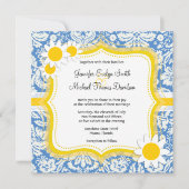 Blauw damast; Daisy Kaart (Voorkant)