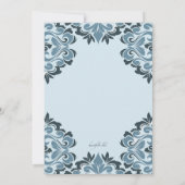 Blauw Damast Doop Uitnodiging (Achterkant)