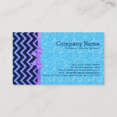 Blauw damast en chevron en kleurrijke glitter visitekaartje (Achterkant)