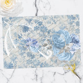 Blauw Damast Ephemera Bloemen Land Chic Tissuepapier