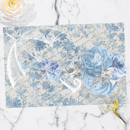 Blauw Damast Ephemera Bloemen Land Chic Tissuepapier
