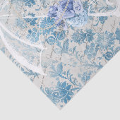 Blauw Damast Ephemera Bloemen Land Chic Tissuepapier (Detail)