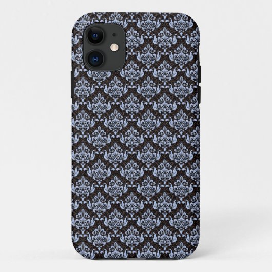 Blauw Damast iPhone 11 Hoesje (Achterkant)