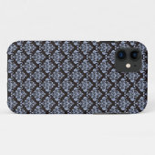 Blauw Damast iPhone 11 Hoesje (Achterkant (horizontaal))