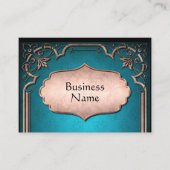 Blauw damast koper Victoriaans trim el5 Visitekaartje (Voorkant)