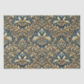Blauw Damast met Gouden Patroon Decoupage Tissuepapier (Voorkant)