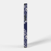 blauw damast naadloos patroon element iPhone hoesje (Rechterkant)