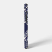 blauw damast naadloos patroon element iPhone hoesje (Linkerkant)