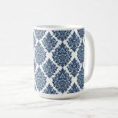 blauw damast ontwerp koffiemok (Voorkant rechts)
