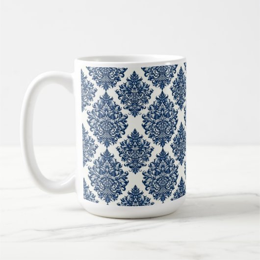 blauw damast ontwerp koffiemok (Links)