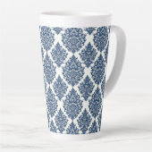 blauw damast ontwerp latte mok (Rechterhoek)