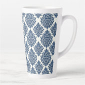 blauw damast ontwerp latte mok (Rechts)