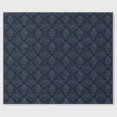 Blauw Damast op Donkerblauw Cadeaupapier (Vlak)