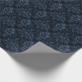 Blauw Damast op Donkerblauw Cadeaupapier (Hoek)