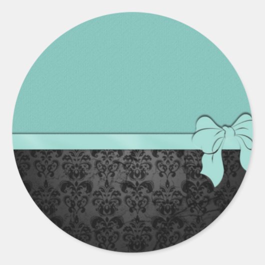 Blauw & Damast Ronde Sticker (Voorkant)