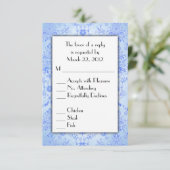 Blauw Damast RSVP met menu keuze (Staand voorkant)