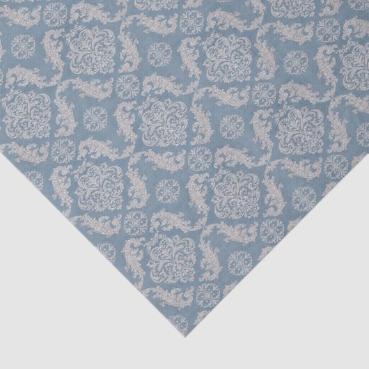  blauw damast tissuepapier (Detail)