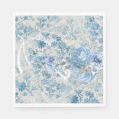 Blauw Damast Victoriaanse Paraplu Ephemera Bloemen Servet (Voorkant)